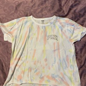 PINK tie dye short sleeve shirt
